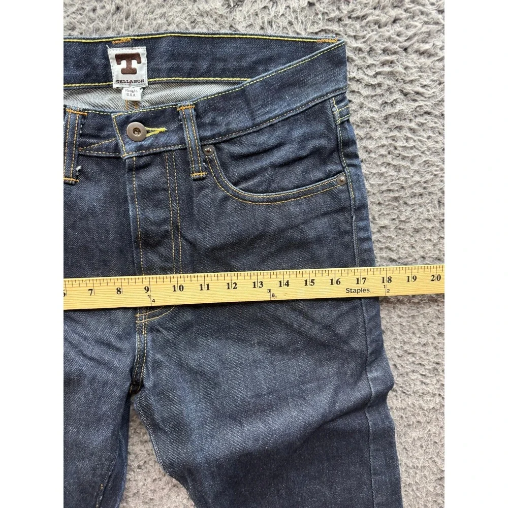 Tellason Mid Rise Slim Straight Selvedge Cotton Jeans‎ Black Mens Size 29